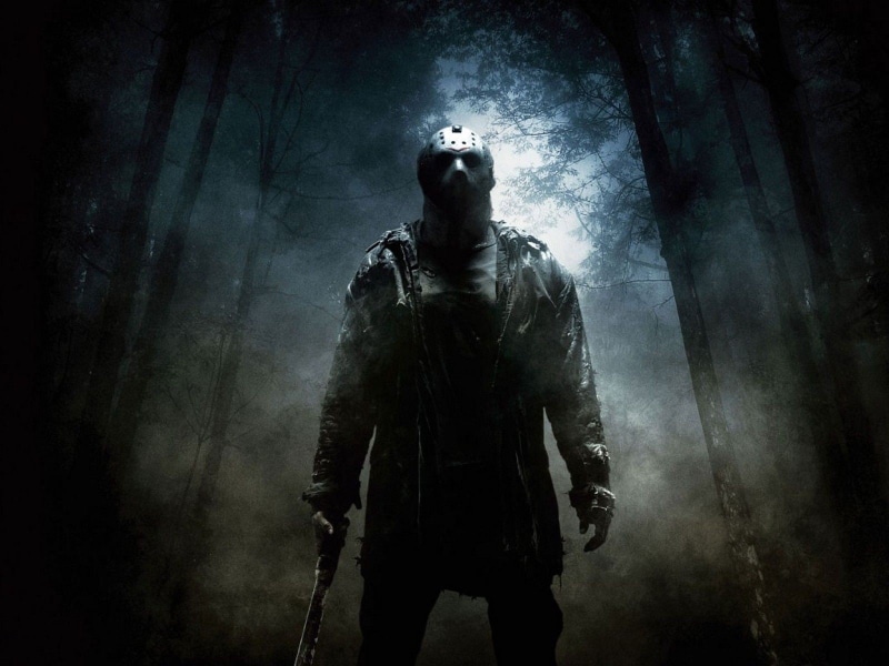 indoors, fog, friday, spooky, clothing, fear, aggression, nature, smoke - physical structure, architecture, one person, standing, front view, jason, weapon