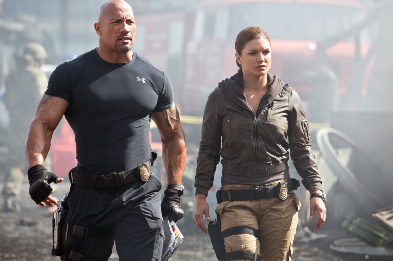 day, Dwayne Johnson, johnson, Fast and furious 6, two people, people, dwayne, young men, Gina Carano, action, 1080P, crime, mature adult, real people