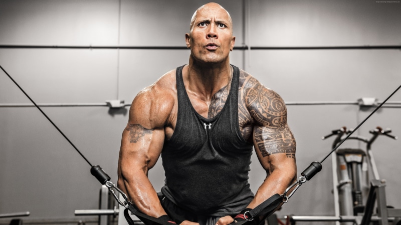 Dwayne Johnson, actor, exercise, 4K