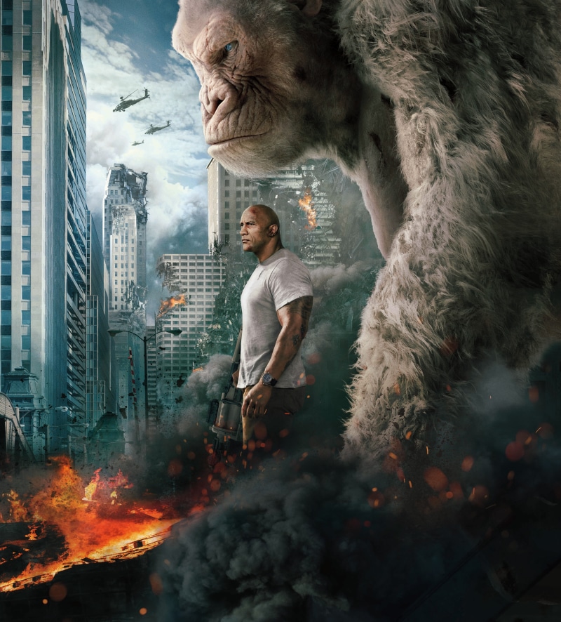 White gorilla, Dwayne Johnson, 5K, Rampage, 5K
