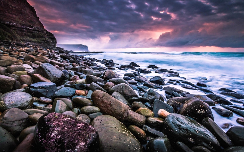 new, rock - object, sunset, 4K, beautiful, solid, pebble, cloud - sky, rocky coastline, south, horizon, sea, nature, mobile, tranquility, beauty in nature