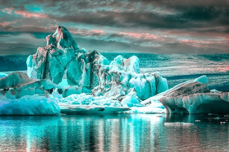 tranquil scene, reflection, cold temperature, water, frozen, glaciers, scenics - nature, nature, iceberg - ice formation, sky, 720P, melting