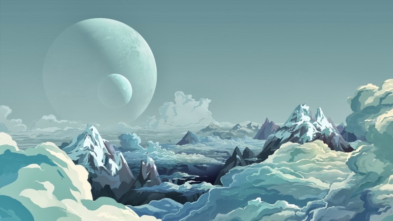 beauty in nature, frozen, cold temperature, planet, scenics - nature, non-urban scene, 1080P, ice, landscape, nature, clouds, illustration, day, environment