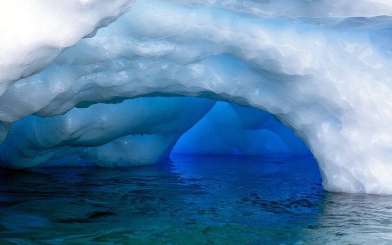 waterfront, landscape, water, iceberg - ice formation, ice, melting, day, cold temperature, scenics - nature, natural arch, snow, glacier, environment