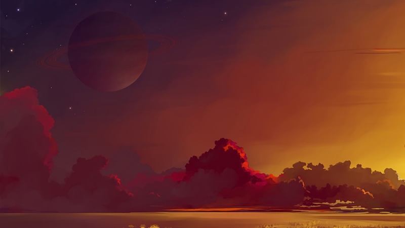 hangmoon, cloud - sky, scenics - nature, purple, star - space, fantasy, moon, nature, Saturn, power in nature, dramatic sky, luminos, land, sunset, astronomy