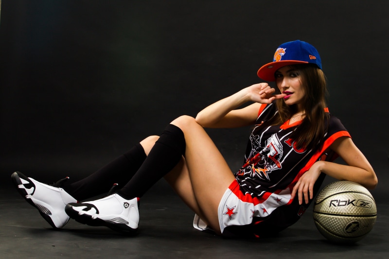 womens, black, leaning, fashion model, women, figure, view, woman, headwear, fashion, one person, jersey, brunette, cap, beauty, people, portrait, helmet