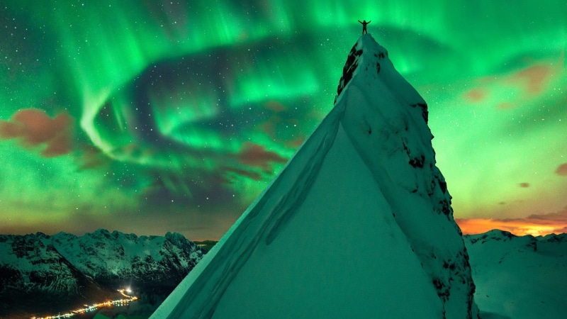 Norway, mountain, cold temperature, beauty in nature, environment, mountains, scenics - nature, frozen, aurora polaris, 1080P, landscape, nature, snowcapped mountain