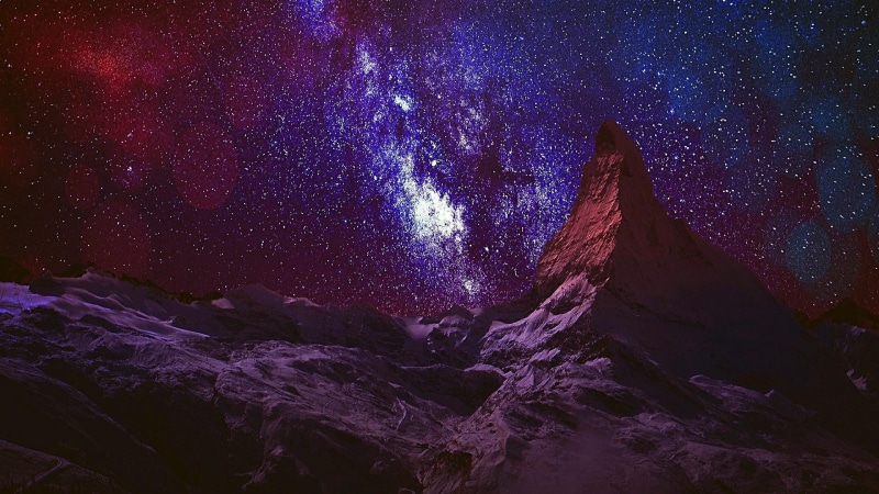 purple, outdoors, star, space and astronomy, peak, landscape, darkness, astronomy, matterhorn, star field, idyllic, tranquil scene, star - space, starry night