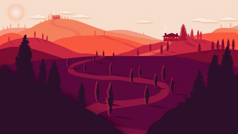 Sunset, Tuscany, Landscape, Red, 4K, 4K, Summer, Silhouette, Italy