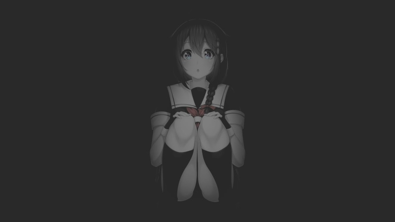 dark background, minimalism, manga, Shigure (KanColle), fan art, anime, monochrome, anime girls, Ochiai Miyabi, Kantai Collection, selective coloring, illustration