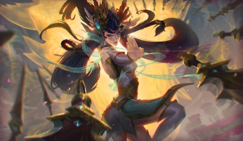 League of Legends, 720P, Irelia, Video Game Art, long hair, blue eyes, artwork