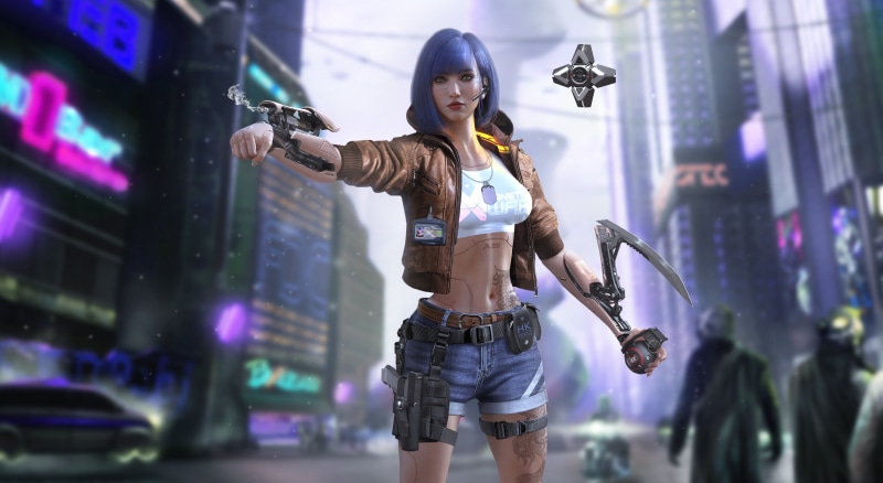 futuristic, cyborg, artwork, Cyberpunk 2077, Video Game Art, video games, 2K