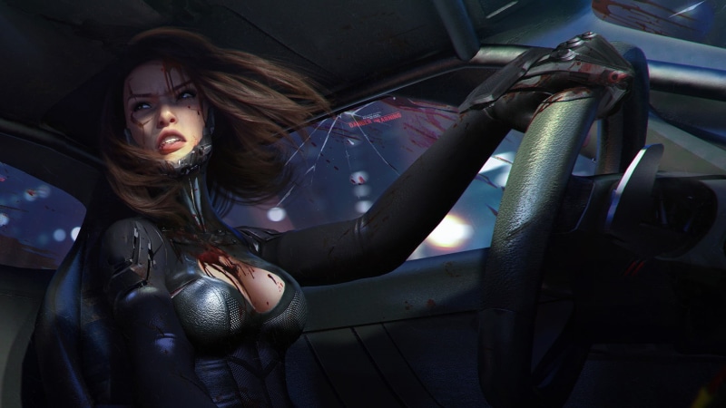 Tian Zi, by Tian Zi, Art, Auto, Illustration, Characters, Girl, Machine, Concept Art, Chase, Future, Cyberpunk, PLAINCLOTHESMAN, 1080P, Fiction, PLAINCLOTHESMAN-03