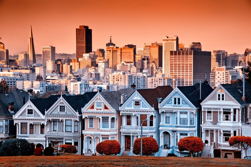 cityscape, 1080P, office building exterior, cultures, san Francisco County, tourism, history, san francisco, california, red, sunset, building Exterior