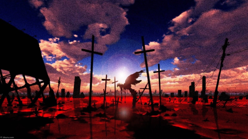 1080P, transportation, daytime, sunset, Neon Genesis Evangelion, cloudy, cloud - sky, sky, sunlight, anime, city, no people, dusk, illuminated, building exterior