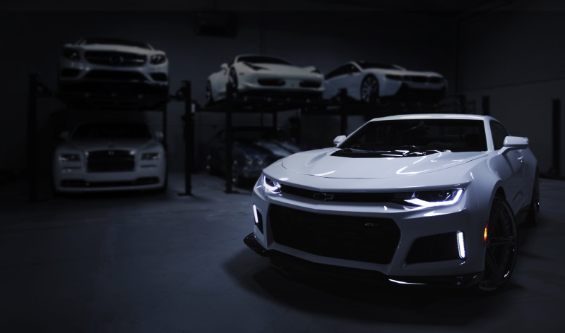 modern, vignette, transportation, parking, chevy, road, garage, 5K, mode of transportation, black Color, close-up, land Vehicle, car, sports car, luxury