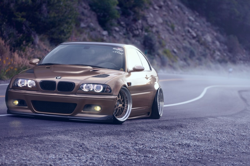 road, outdoors, nature, mist, metallic, city, sedan, luxury, e46, day, vintage car, motion, gold, car, road trip, silver colored, street, BMW M3 E46, no people