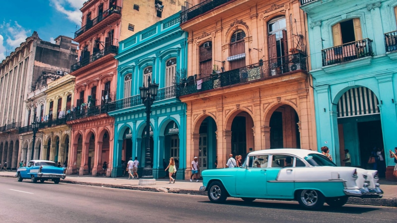 vintage, vehicle, 1080P, town, motor vehicle, classic, urban area, car, city, downtown, landmark, street, havana, cuba