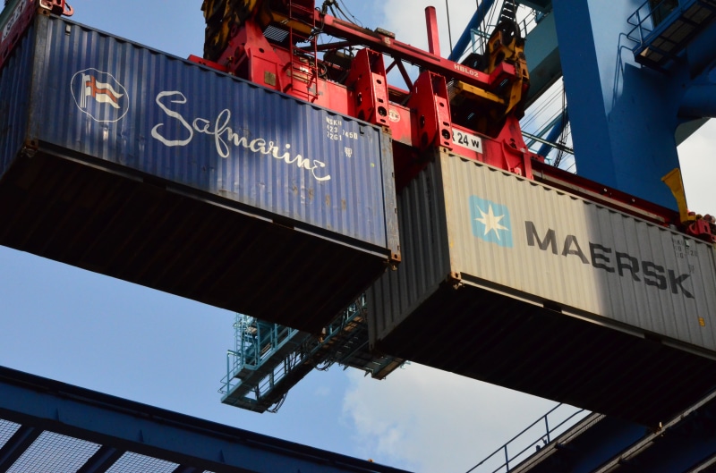 cargo Container, freight Transportation, intermodal, container terminal, twinlift, built structure, nature, containers, building exterior, architecture