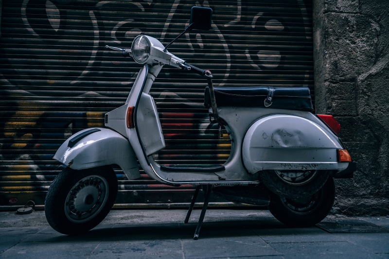 chrome, street, day, vespa, 4K, land Vehicle, urban, parking, architecture, retro Styled, outdoors, motor Scooter, no people, vintage car, motor vehicle