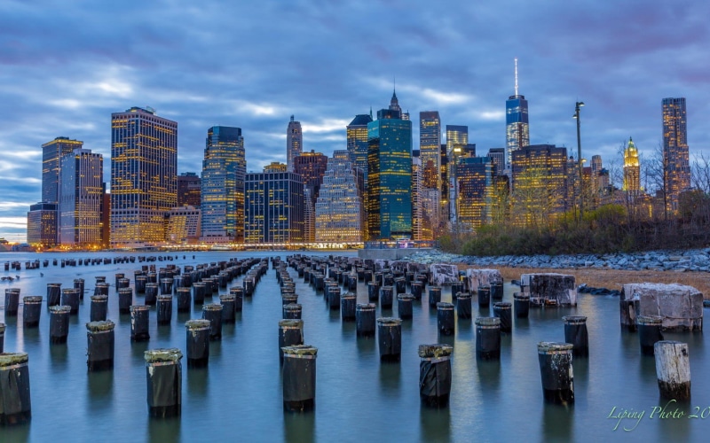 New York City, Manhattan, the city, city, the evening, new, USA, york, Brooklyn Bridge Park, 720P, Lower Manhattan, skyscrapers