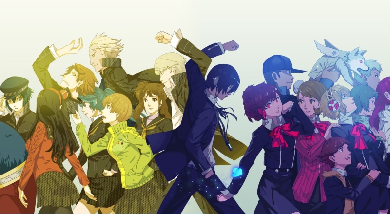 Persona 3 Portable, togetherness, standing, group of people, 720P, adult, Persona series, outdoors, females, creativity, nature, arms raised, happiness