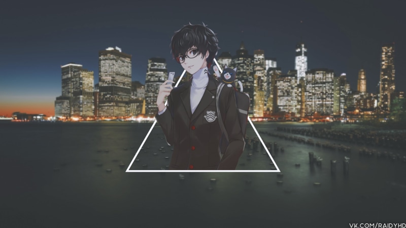 anime, waist up, city, lifestyles, water, looking at camera, Persona series, sky, built structure, skyscraper, 4K, architecture, real people, young adult