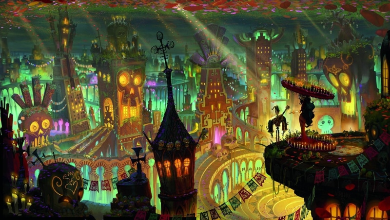 The Book of Life, Colors, 1080P, Fantasy, Building, La Muerte (The Book of Life), Manolo (The Book of Life), Colorful, Movie, City