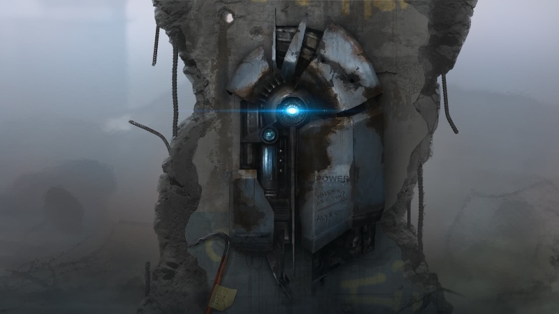 gray, architecture, illuminated, fog, transportation, technology, outdoors, illustration, reflection, Half-Life 2, night, nature, robot, 1080P, one person