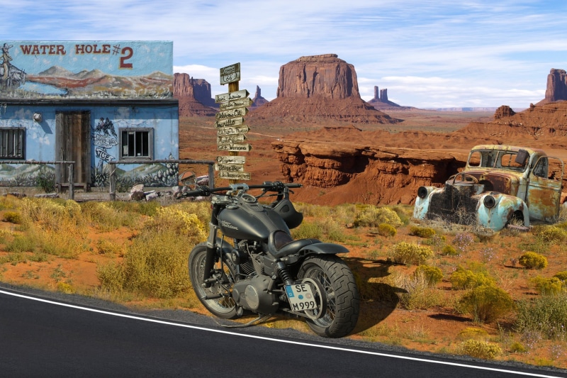 Harley, rock, mode of transportation, nature, beside, rock formation, travel, road, 2K, travel destinations, architecture, rock - object, solid, sign