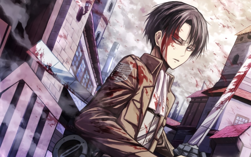 Blue Eyes, Blood, 1080P, Sword, Black Hair, Levi Ackerman, Anime, Attack On Titan, Shingeki No Kyojin