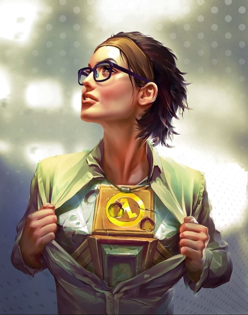 women with glasses, women, Half-Life, black hair, 720P, fantasy armor, Half-Life 2, Half-Life: Alyx, fan art, Half-Life 3, open jacket, short hair, Alyx Vance