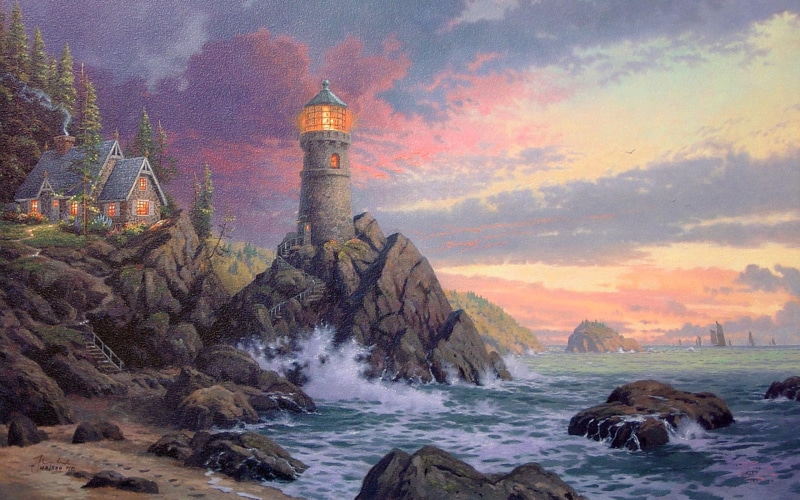 the ocean, sky, architecture, night, wave, power in nature, beauty in nature, Rock Of Salvation, rock, waves, skyscraper, scenics, building, sailboats