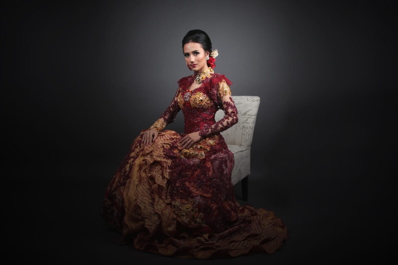glamour, hairstyle, wear, indoors, style, standing, fashion, young women, beautiful, fashionable, makeup, floral, brown, studio, 5K, beautiful woman, studio shot