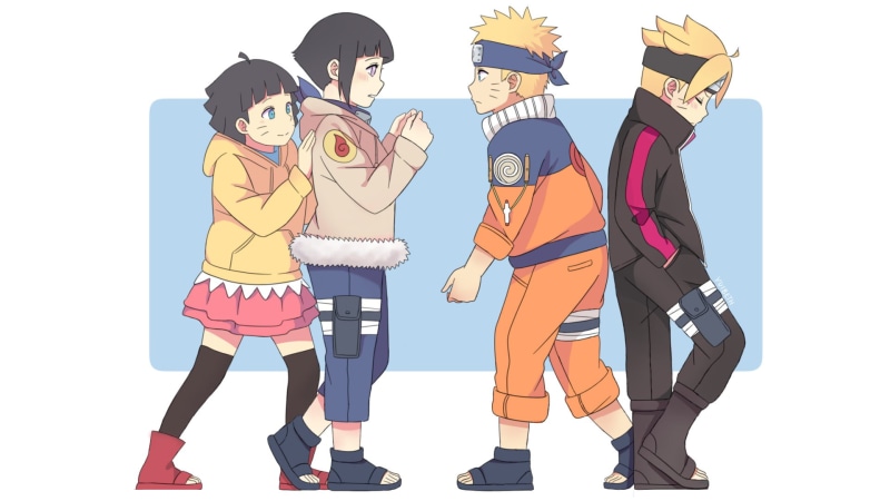 uzumaki, men, Hinata Hyūga, togetherness, girls, teenager, Boruto Uzumaki, full length, illustration, indoors, casual clothing, holding, 1080P, cut out