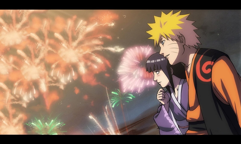 event, flower, firework, Naruto, hinata, real people, plant, outdoors, digital, transfer print, leisure activity, front view, lifestyles, standing, celebration