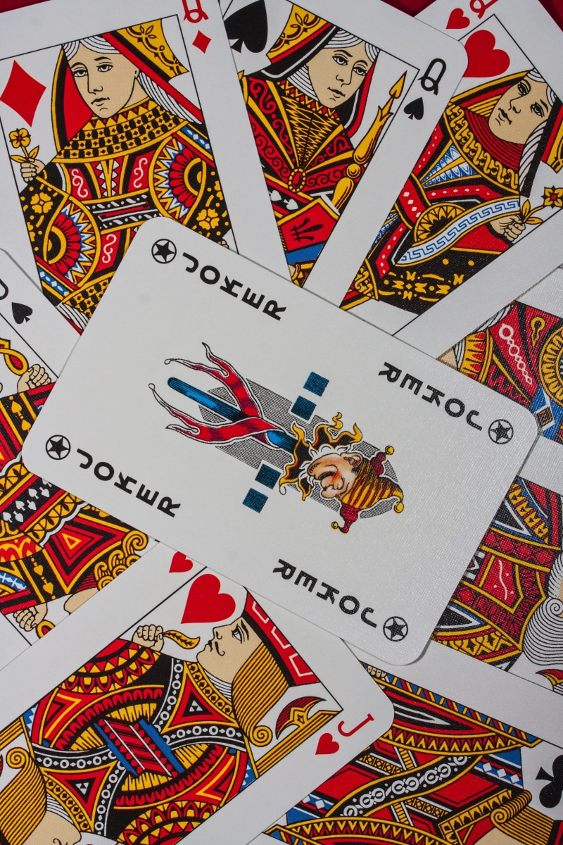 high angle view, still life, luck, human representation, playing cards, close-up, 4K, communication, money, indoors, nobody, casino, entertainment, game