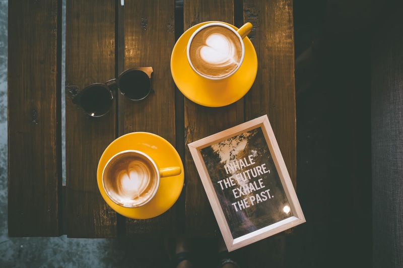 caffeine, print, morning, table, table top, glass, coffee Cup, drink, directly above, breakfast, tray, espresso, cup, Inhaling, 2K, freshness, lattes