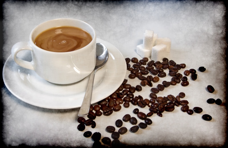 cup, indoors, drink, coffee Bean, black Color, non-alcoholic beverage, Cup, heat - Temperature, beans, no people, still life, Coffee, mug, spoon, tea, breakfast