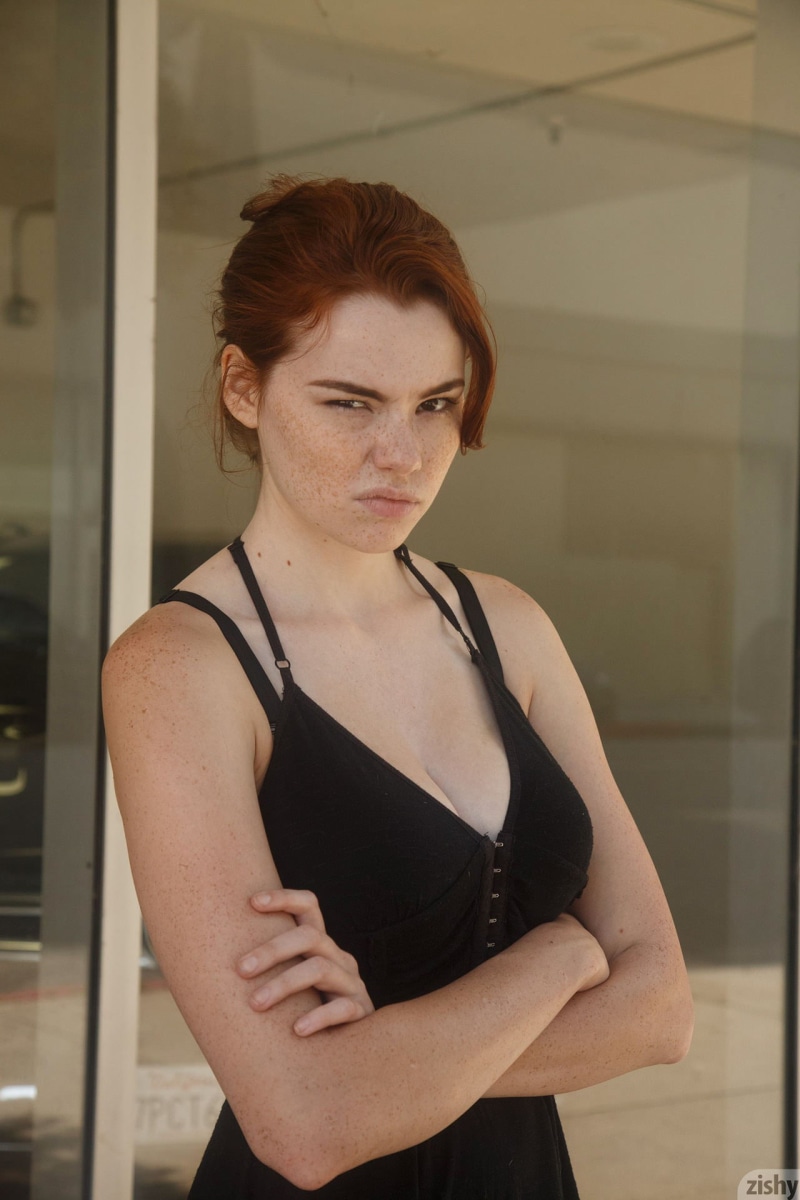 women outdoors, s, strap, top, waist up, looking at camera, women, casual clothing, portrait, spaghetti, one person, deep, standing, freckles, Sabrina Lynn