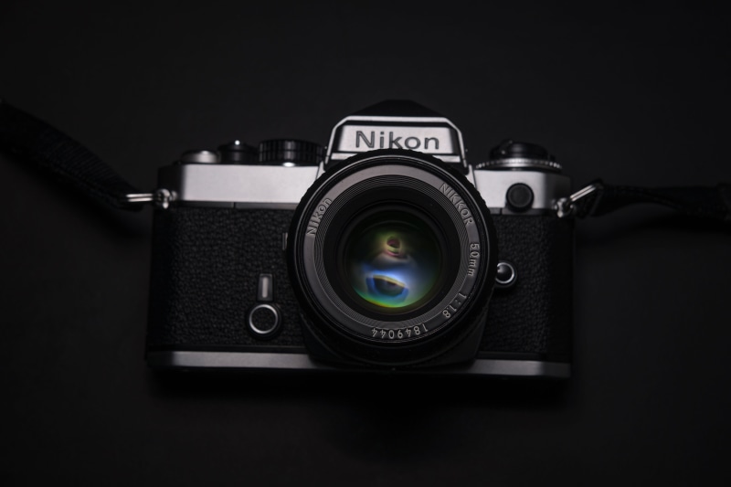 black, technology, digital camera, slr camera, creativity, black and gray, no people, 5K, Nikon DSLR, nikon, arts culture and entertainment, indoors, studio Shot