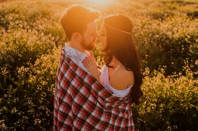sunset, female, women, white, couple, boy, summer, brown hair, affection, young Adult, smile, beautiful flowers, caucasian Ethnicity, plants, heterosexual Couple