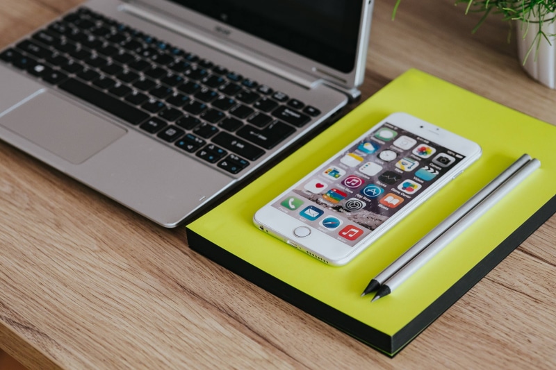pencil, keyboard, computer, high angle view, Apple, connection, Acer, iphone, wood - material, wireless technology, computer Keyboard, indoors, communication
