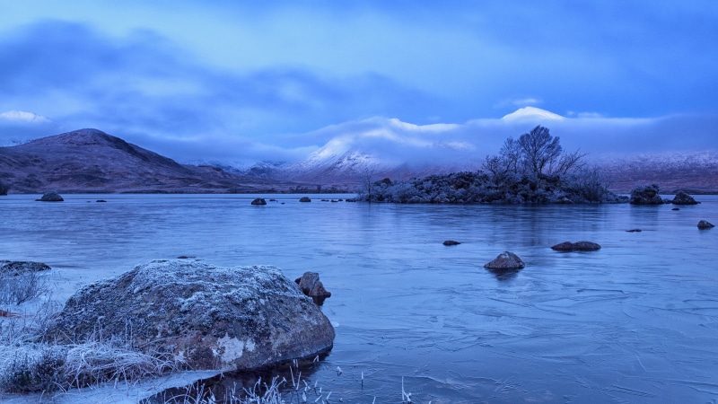mountain, Highlands, season, water, Mountains, Black Mount, outdoors, lake, front, body, na h, photography, range, 4K, mountain range, Lochan, landscape