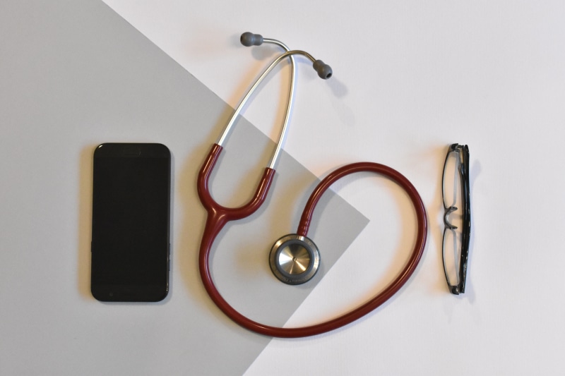 flat lay, stethoscope, healthcare and medicine, communication, medicine, directly above, table, tray, medical, consultations, doctors office, close-up