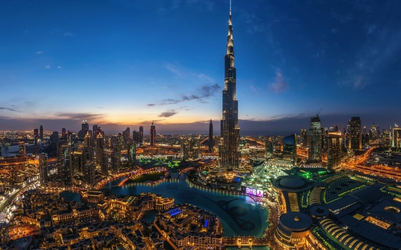 uae, dubai landscape, dubai city, 1080P, night, lights, dubai