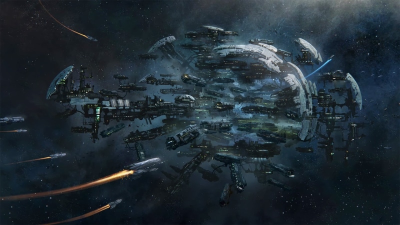 built structure, science fiction, no people, digital composite, Star Citizen, motion, illustration, transportation, 1080P, cityscape, reflection, sea