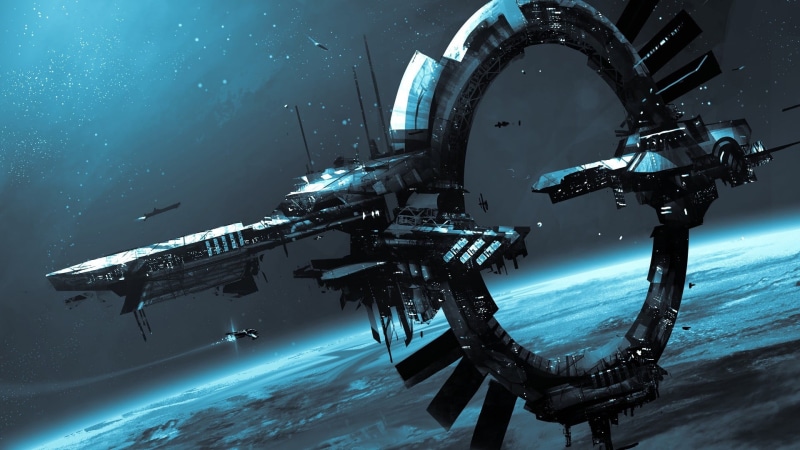 waterfront, motion, air vehicle, spacecraft, no people, transportation, spaceship, space station, water, Star Citizen, beauty in nature, space, nautical vessel