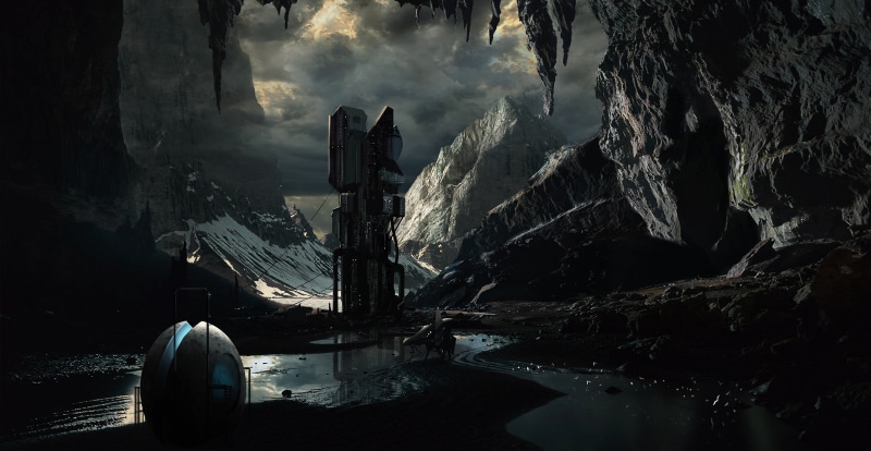 sunlight, built structure, digital, 2K, planet, Star Citizen, concept art, video games, rock, real people, outdoors, beauty in nature, mode of transportation