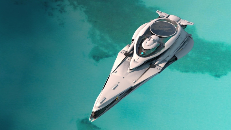 day, technology, underwater, diving equipment, directly above, no people, colored background, water, high angle view, Star Citizen, turquoise colored, white